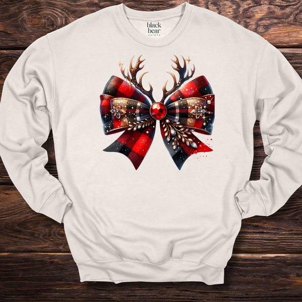 Plaid Reindeer Bow