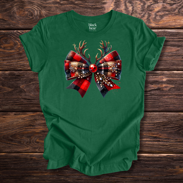 Plaid Reindeer Bow