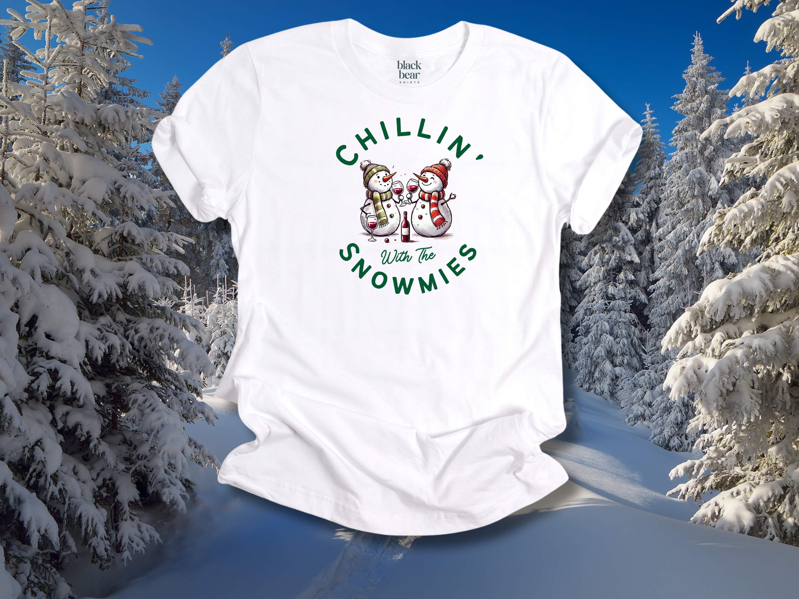 Chillin' with the Snowmies – black bear shirts